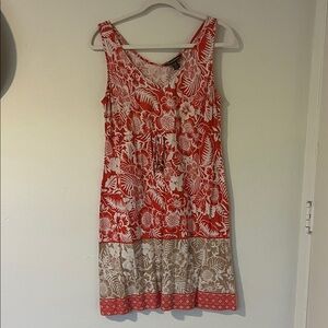 Tommy Bahama Red and Tan Floral Midi Dress